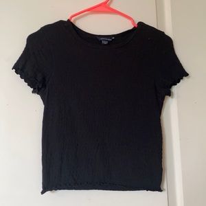 American Eagle Black Lettuce Edge Top